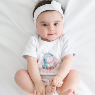 Body Aquarelle mignonne Monogrammé souriant Unicorne