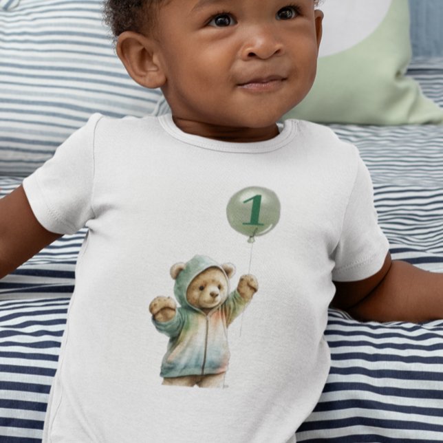 Body Aquarelle mignonne Ours 1er premier anniversaire B (Créateur téléchargé)