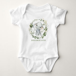Body Aquarelle mignonne Safari Vert Élephant Monogramme