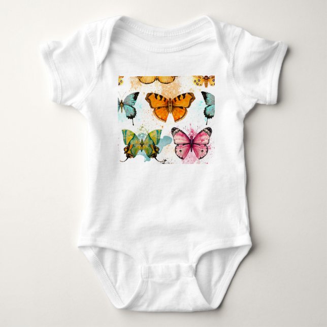 Body Aquarelle Papillon Motif sans couture (Devant)