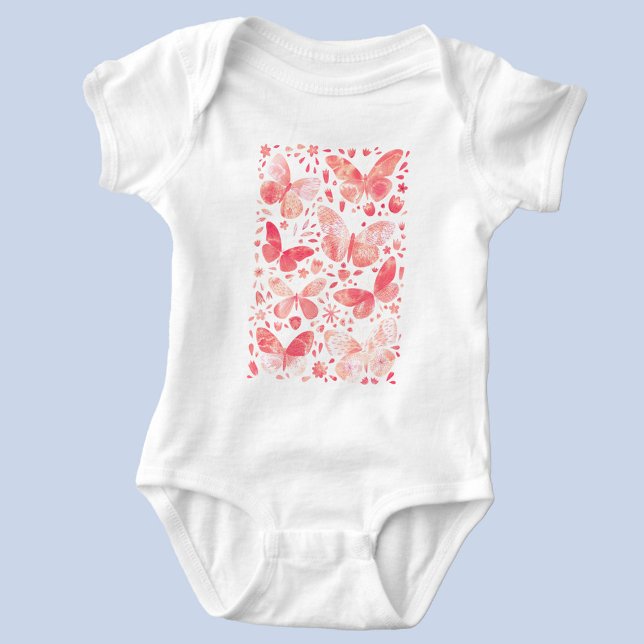 Body Aquarelle papillon rose (Peach pink watercolor butterfly t-shirt)