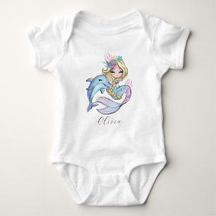 Body Aquarelle personnalisée Sirène personnalisée fille