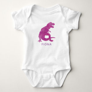 Body Aquarelle personnalisée violet Dinosaure bébé fill