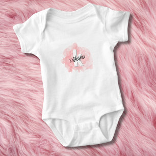 Body Aquarelle rose Monogramme bébé fille