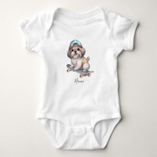 Body Aquarelle Shih Tzu Baby Bodysuit