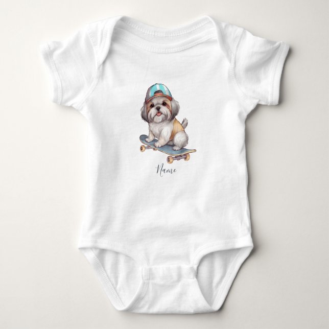 Body Aquarelle Shih Tzu Baby Bodysuit (Devant)
