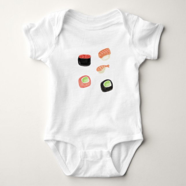 Body Aquarelle Sushi Concombre Rouleaux Bodysuit bébé (Devant)