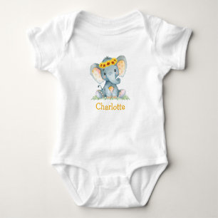 Body Aquarelle Tournesol Floral Baby Elephant