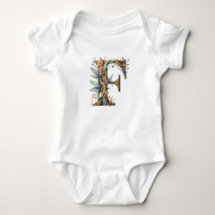 Body Aquarelle verte Fées Monogramme Lettre F