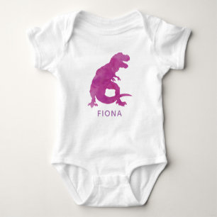 Body Aquarelle violette personnalisée Dinosaur Baby Gir