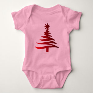 Body Arbre de Noël Moderne Pochoir Imprimé Rouge