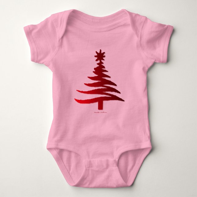 Body Arbre de Noël Moderne Pochoir Imprimé Rouge (Devant)
