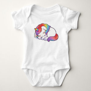 Body Arc-en-ciel Licorne Mignonne Endormie T-Shirt Kawa