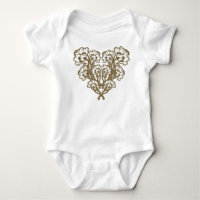 Art Nouveau Fleur Heart Tan