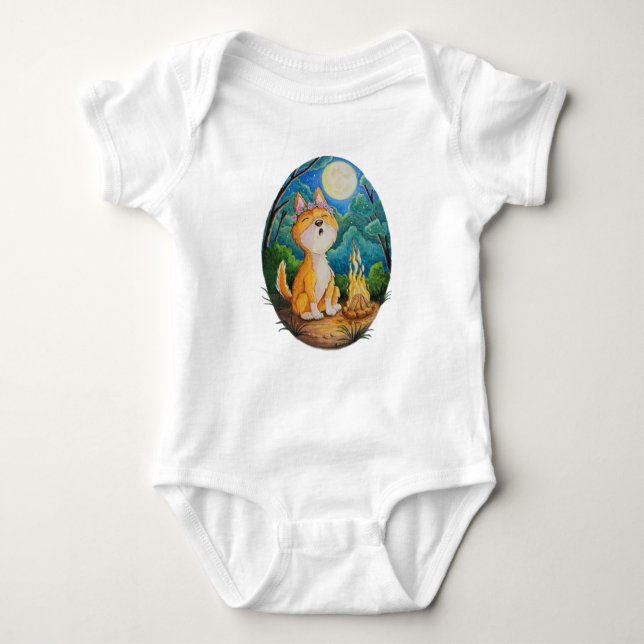 Body Australian Dingo howling on baby romper playsuit (Devant)