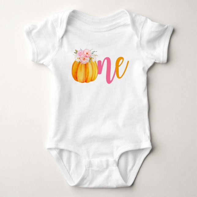 Body Automne Floral Citrouille Baby Girl's 1er annivers (Devant)