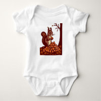 🐿️ Autumn Squirrel Baby Bodysuit Front & Back