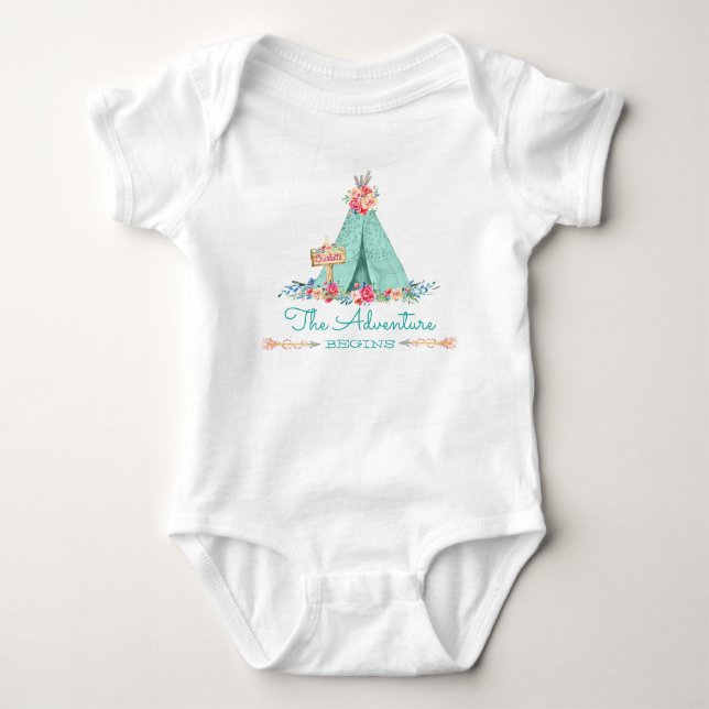 Body Aventure de TeePee Tribal Boho pour Bébé Fille (Devant)