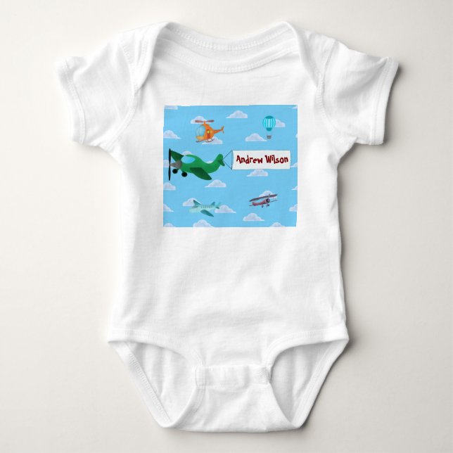 Body Avions mignons et hélicoptère pour bébé garçon (Devant)