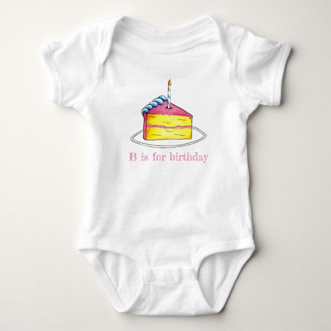 Body B est pour Anniversaire Gâteau Slice Candle Pink A (Devant)
