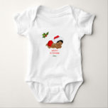 Body Baby Boy First Christmas Red Santa Hat<br><div class="desc">Petit garçon dormant en rouge avec chapeau de Père Noël. Personnaliser texte,  style de police et couleur.</div>