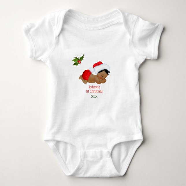 Body Baby Boy First Christmas Red Santa Hat Baby Bodysu (Devant)
