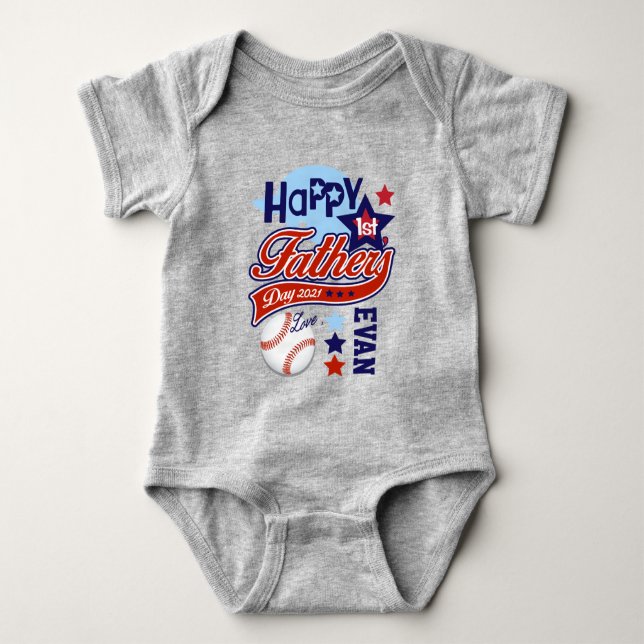 Body Baby Boy First Fête des pères Baseball Shirt (Devant)