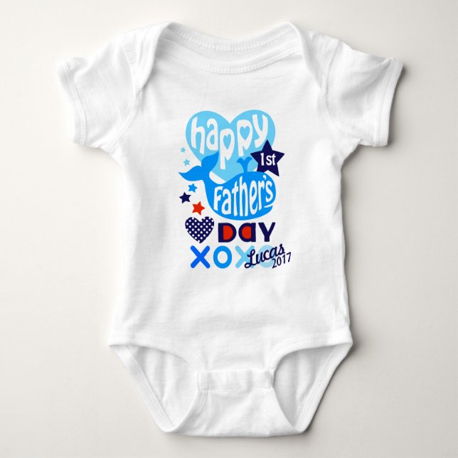 Body Baby Boy First Fête des pères Whale Shirt (Devant)
