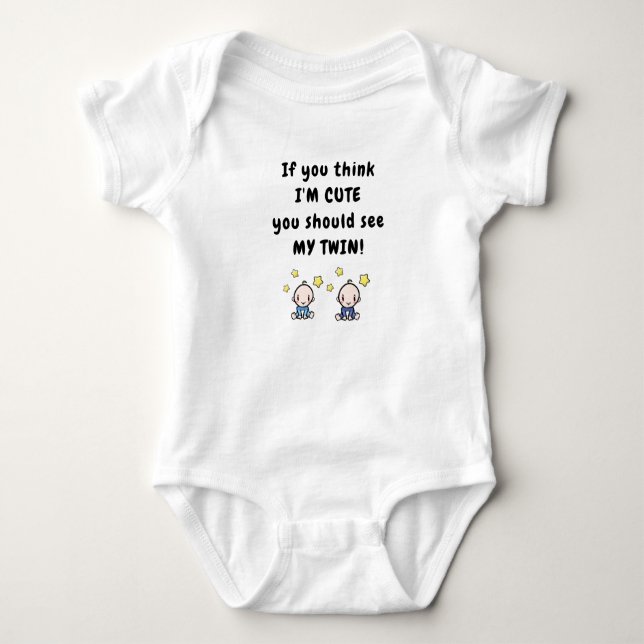 Body Baby Boy Twins Onepiece w Funny Message, Twin (Devant)