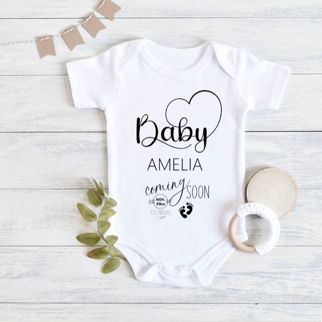 Body Baby Coming Bientôt Nom de la Faire-part Bébé (Cute baby coming soon baby bodysuit)