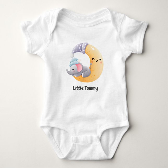 Body Baby Elephant Lune Cloud Cute Personnalisé (Devant)