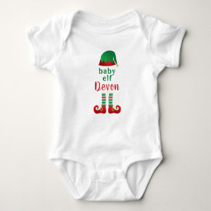 Body Baby Elf Personnaliser Nom Chritsmas Rouge Vert