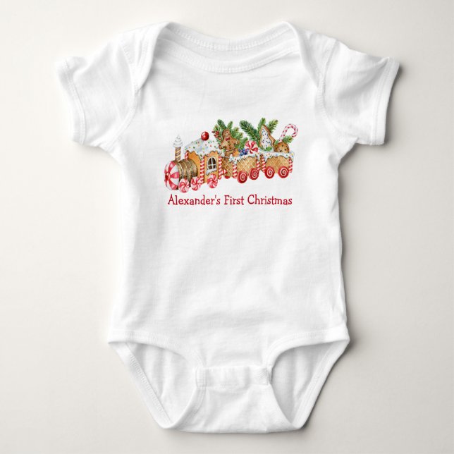 Body Baby First Christmas Gingerbread Train Red Candy (Devant)