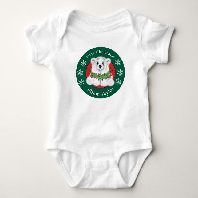 Body Baby first Christmas polar bear personalize (Devant)