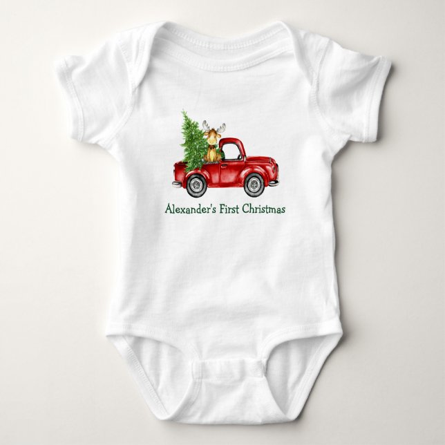 Body Baby First Christmas Red Truck Tree Moose (Devant)