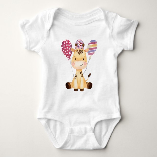 Body Baby Giraffe avec ballons colorés (Devant)