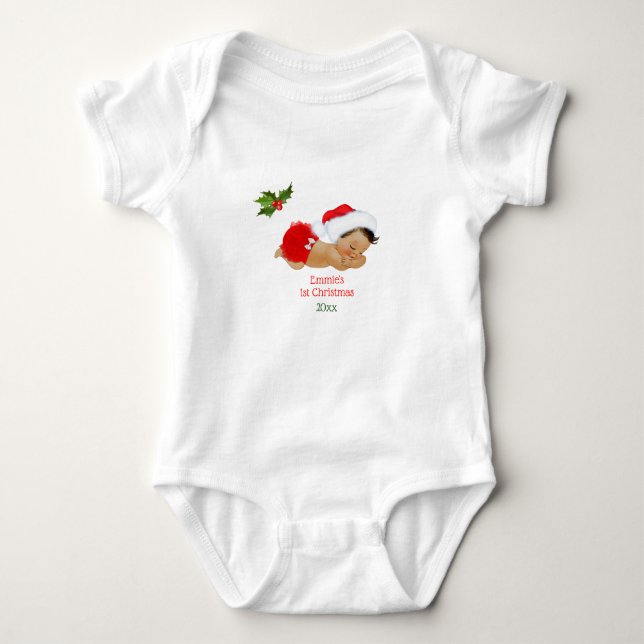 Body Baby Girl First Christmas Red Santa Hat Baby Bodys (Devant)