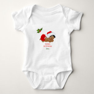 Body Baby Girl First Christmas Red Santa Hat Baby Bodys