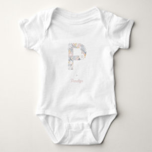 Body Baby Girl Floral Monogramme Lettre P Nom Initiales