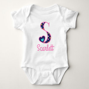 Body Baby Girl Monogramme Bodysuit Girls Heart Initial 