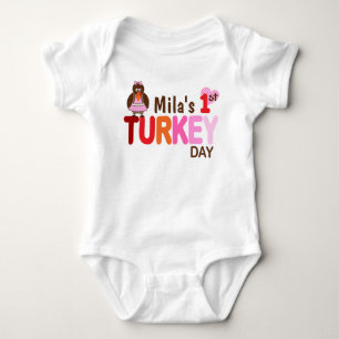 Body Baby Girl My 1st Turkey Day Thanksgiving Bodysuit