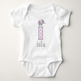 Body Baby Girl Newborn Polka Dot Elephant lettre i