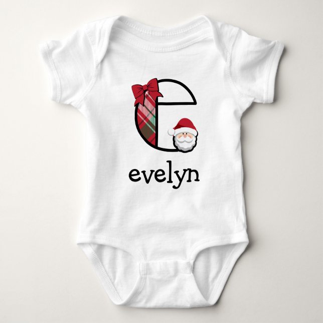 Body Baby Girl Plaid Père Noël Noël Bodysuit initial e (Devant)