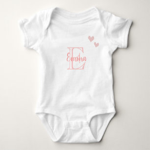 Body Baby Girl Prénom Monogramme rose Coeur