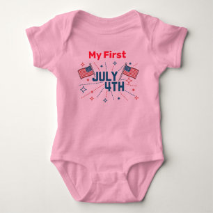 Body Baby Girls First Juillet 4 Pink One Piece