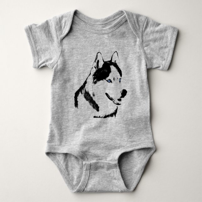 Body Baby Husky Creeper Husky Chien Bodysuit bébé (Devant)
