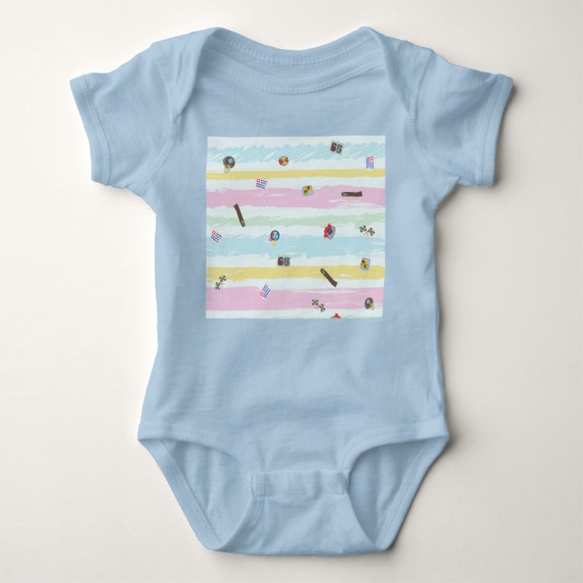 Body Baby Jersey Bodysuit – Sports & Stripes Pastel  (Devant)