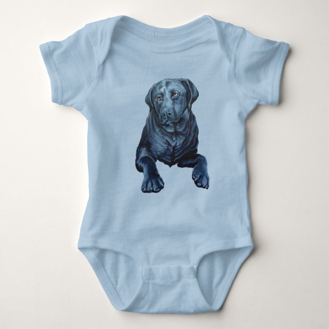 Body Baby Labrador Bodysuit Blue Dog Art Baby Cadeaux (Devant)