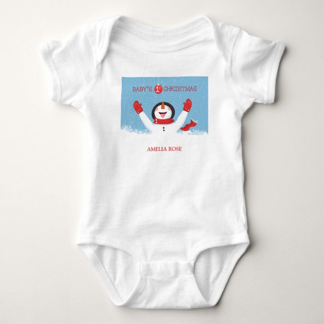 Body Baby Name First Christmas Snowman (Devant)
