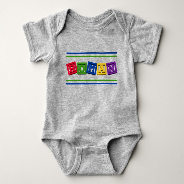 Body Baby Name Roman on Toy Blocks T-Shirt (Devant)